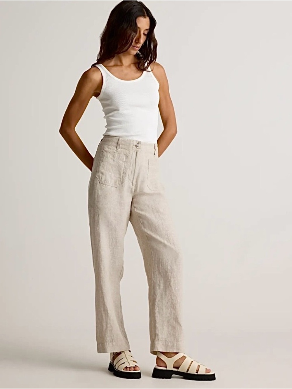 Quince European Linen Wide Leg Patch Pocket Pants Flax 10 Sailor Marine Coastal